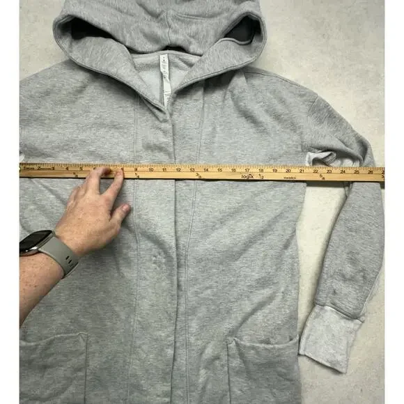 Lululemon Karmacollected Wrap Womens 6 Heather Gray Longline Hooded Sweatshirt - Picture 8 of 13